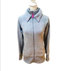 Burton zip up gray ski sweater with buttons